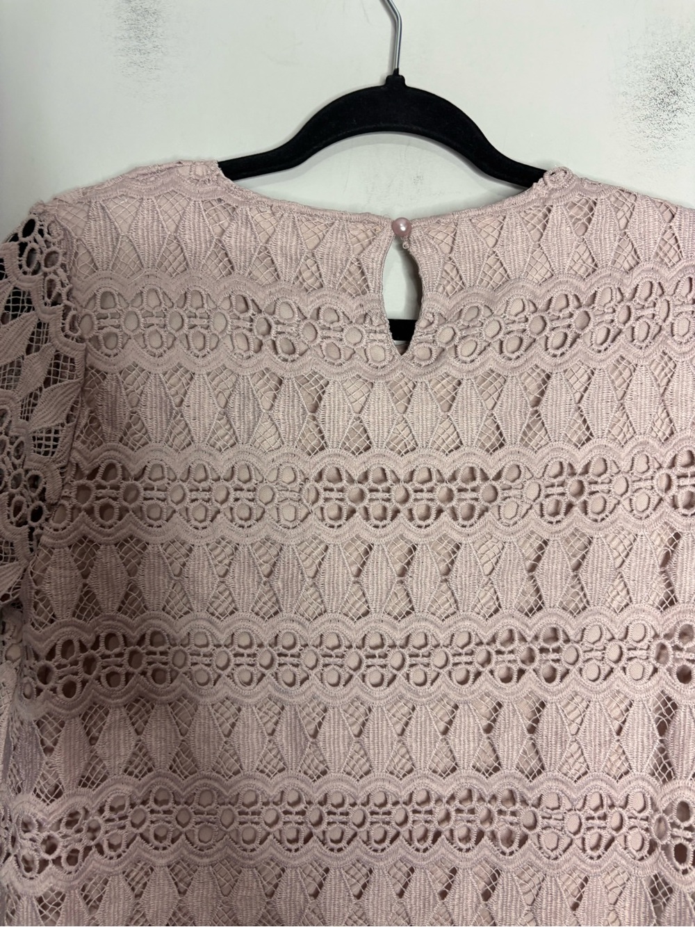 Orange Creek Mauve Lace Short Sleeve Layered Shift Midi Dress, size L - Picture 8 of 15